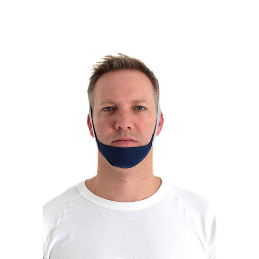 A man wearing the ResMed CPAP Chin Strap