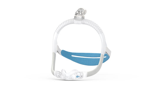 An AirFit N30i Nasal CPAP Mask with a flexible cushion, hollow frame, and a swivel hose connection.