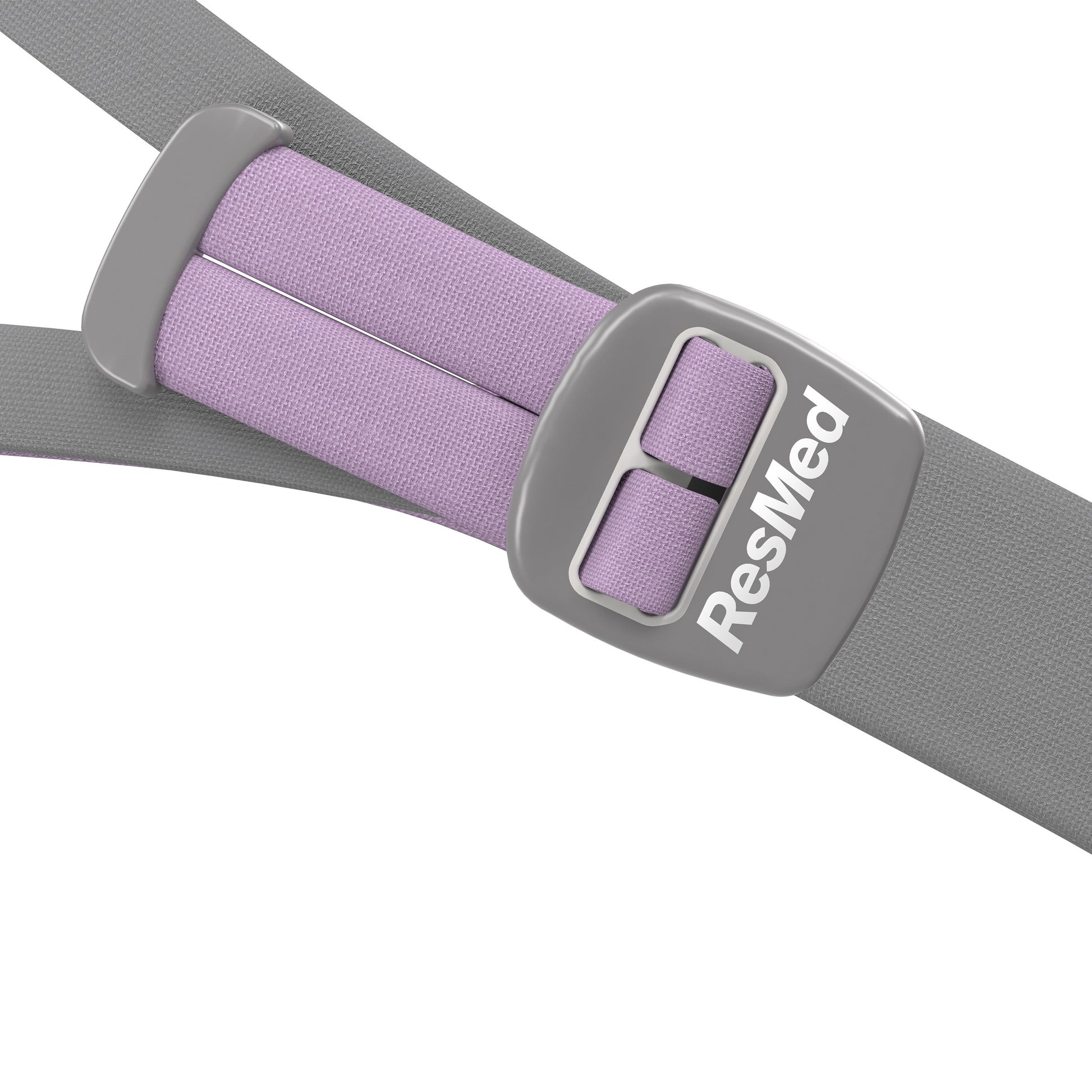ResMed headgear strap with a gray buckle.