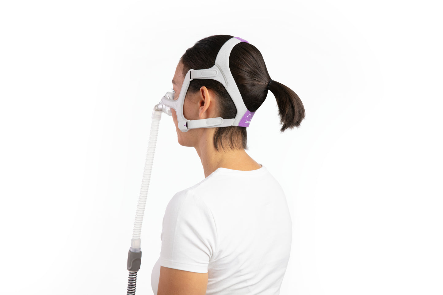 The back view of AirTouch N20 Nasal CPAP Mask For Her when worn