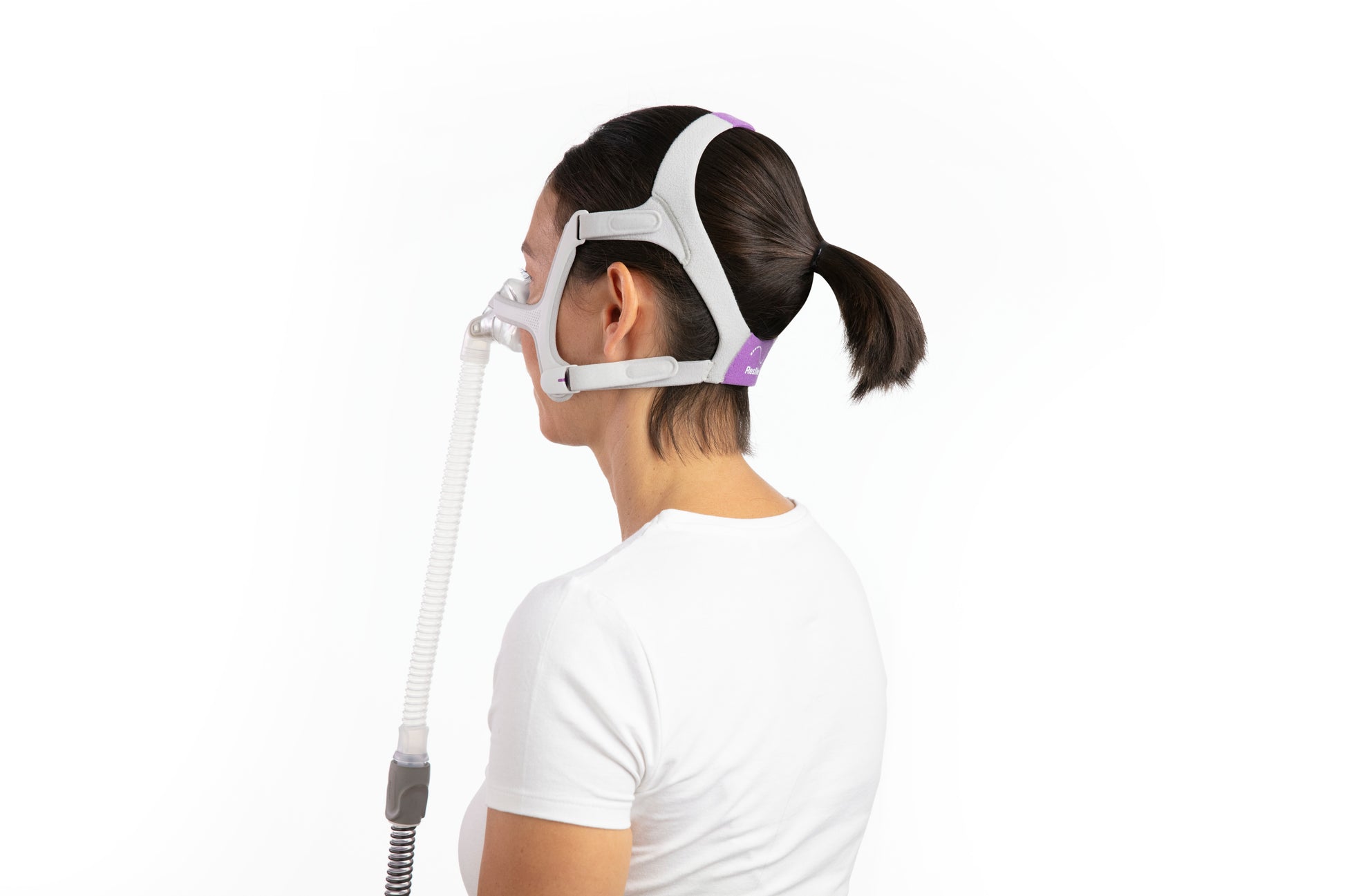 The back view of AirTouch N20 Nasal CPAP Mask For Her when worn