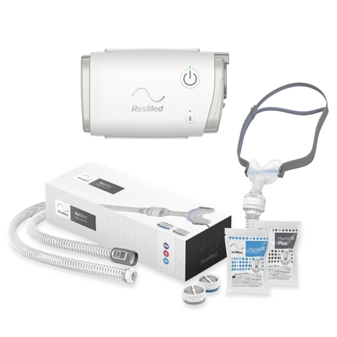 The ResMed AirMini AutoSet Travel CPAP Machine and N30 Mask Set Up Pack