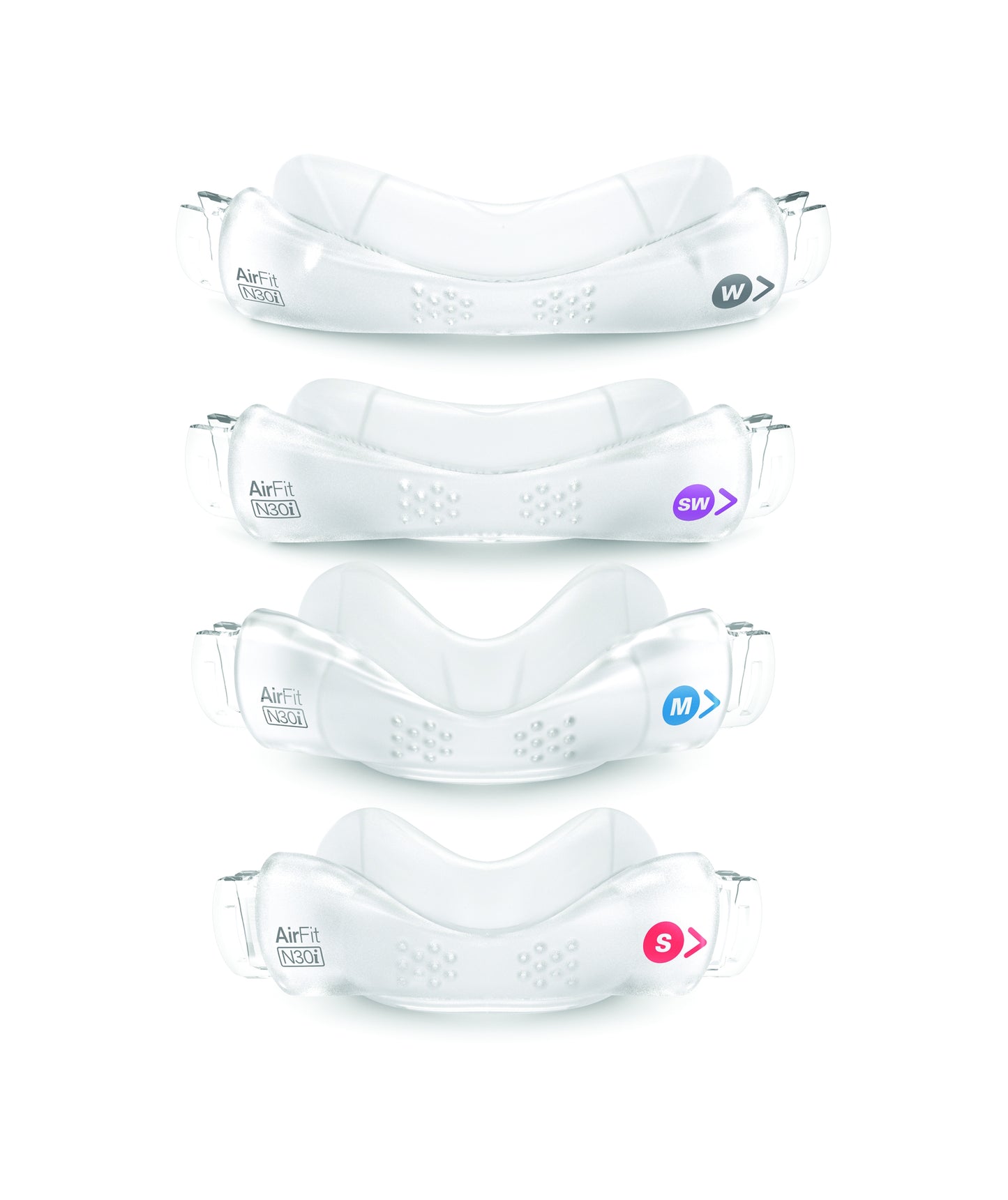 The ResMed AirFit N30i Nasal Mask Cushion in different sizes