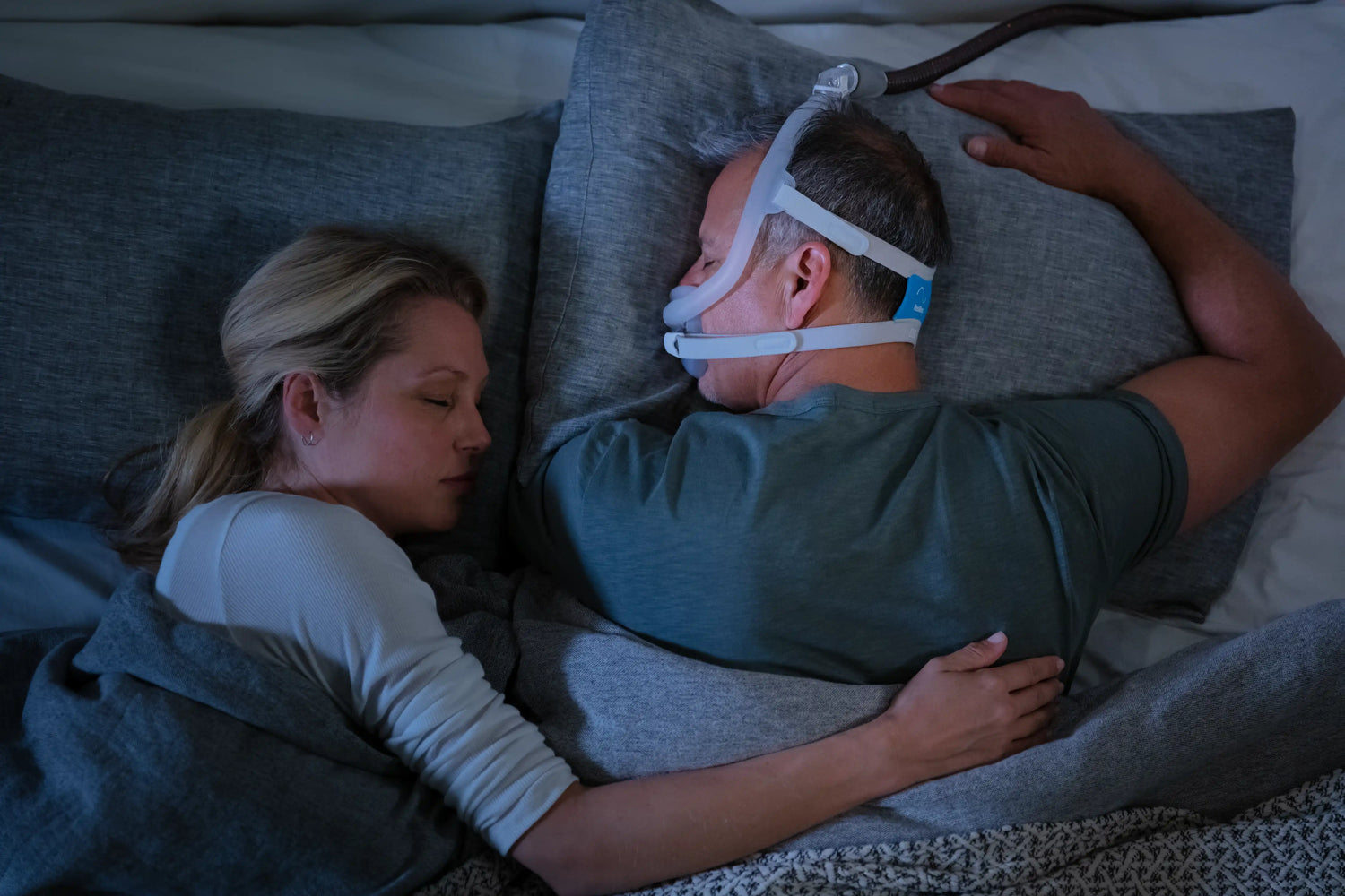 Sleeping in his stomach position while using CPAP mask