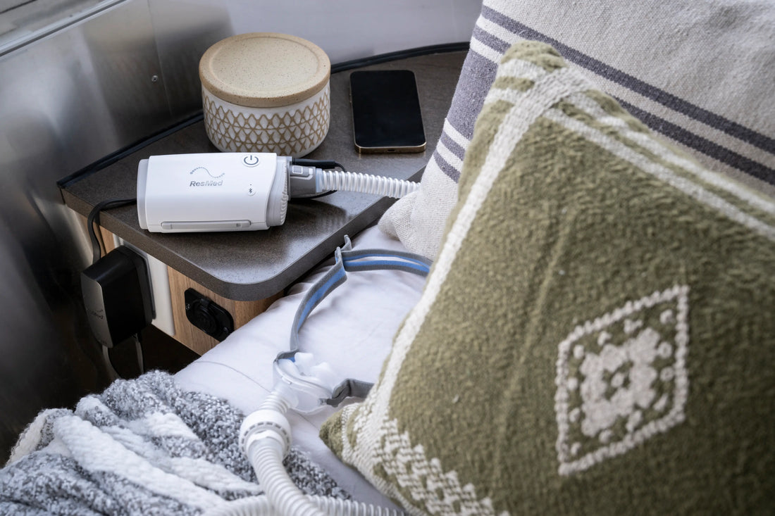 A CPAP machine lying in the table