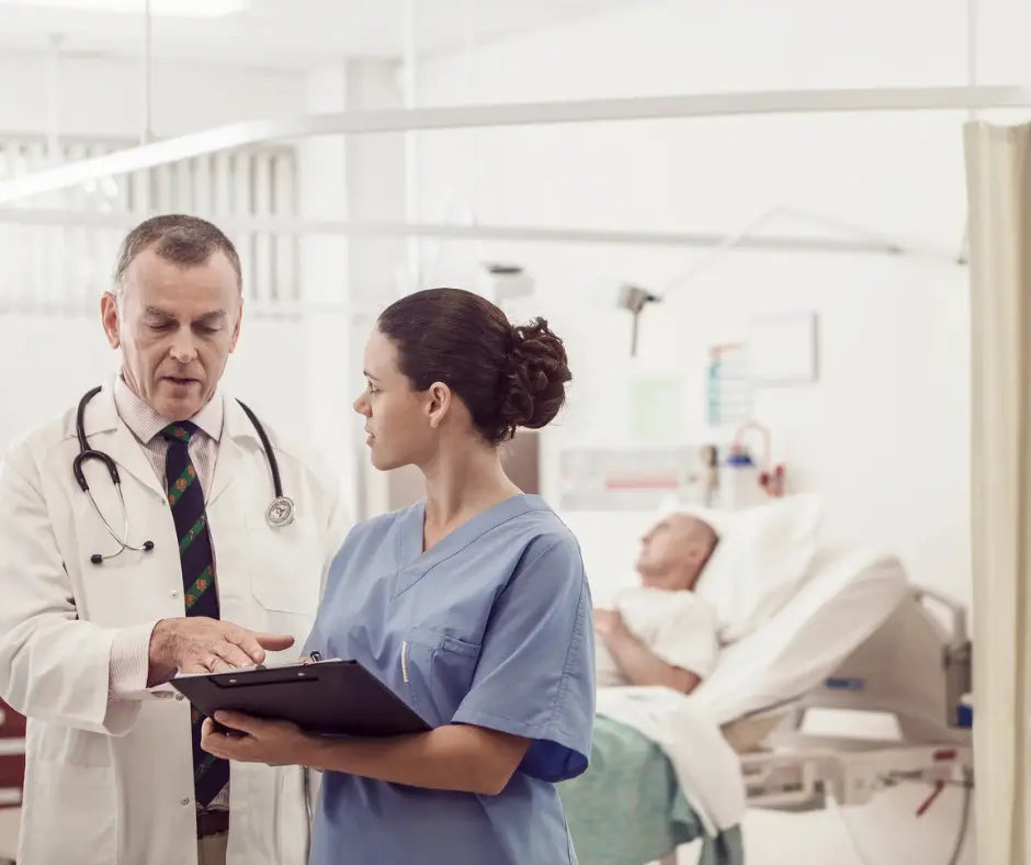 Doctor and his nurse discussing important stuff