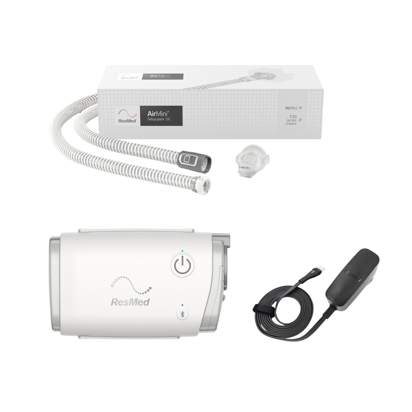 AirMini AutoSet Travel CPAP Machine + F30 Mask Set Up Pack